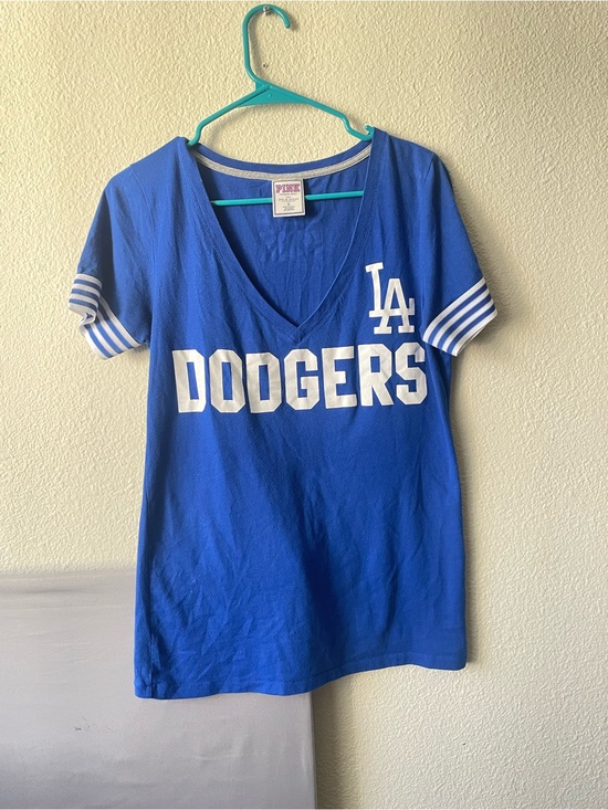 Victoria's Secret Tops - Victoria's Secret PINK Los Angeles Dodgers Blue & White V-Neck Tee